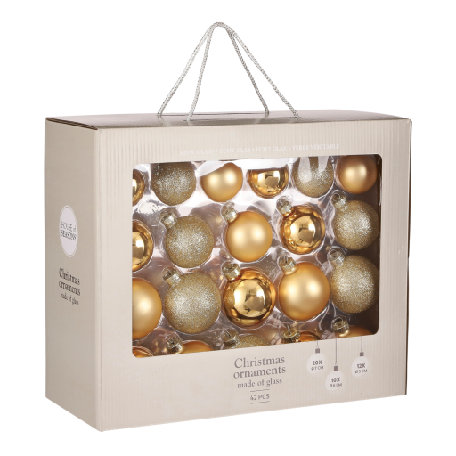 Kerstballen Set - 42 Stuks - Ø7 cm - Glas - Goud