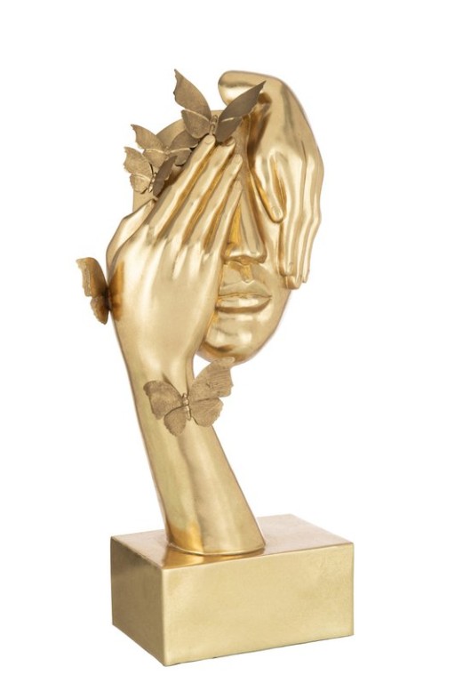 J-Line Face Butterflies Stand Poly Gold