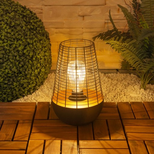 LED decol light 27 cm high, made of metal in black, firmly built -in LED, decoration for outside