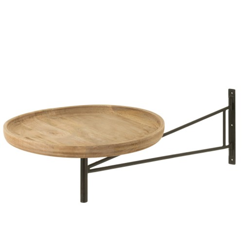 J-Line Tafel Muur Draaiend Rond Hout/Metaal Naturel