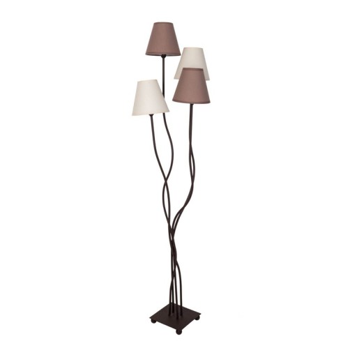 Textile standing lamp 4-flame "boho", floor lamp in beige/brown, with E14 socket, for dining room, living room, hallway or office, 138 cm high