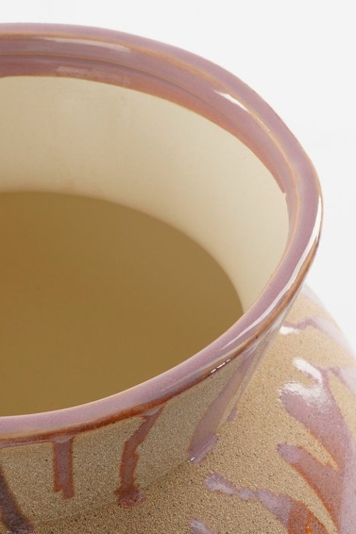 Javi Vase - H28 x Ø28 cm - Ceramic - Pink, Beige