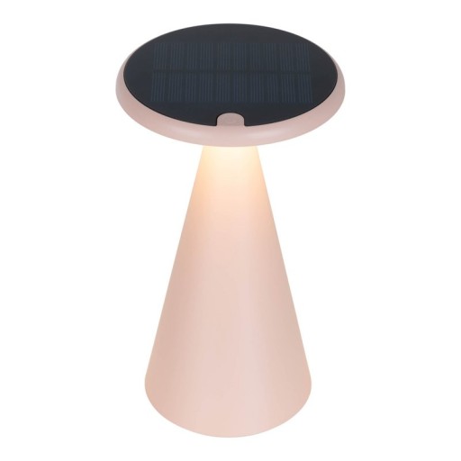Solar battery table lamp "Palu" for outside and inside, made of plastic in pink, 20 cm high