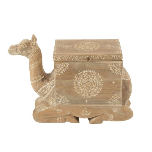 J-Line Koffer Kameel Mango Hout Naturel/Wit