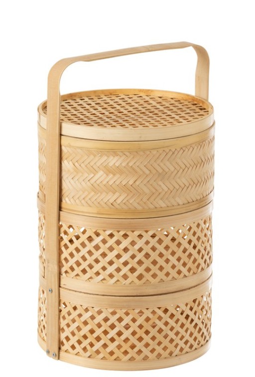 J-Line storage basket 3 compartments - bamboo - natural