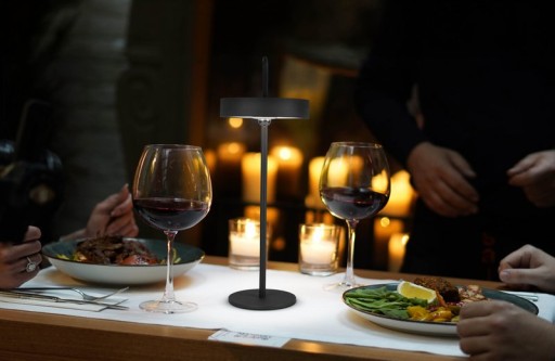 LED battery table lamp magnetically "Ella" for outside and inside, made of metal and plastic in black, 35 cm high