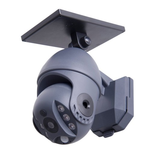 LED solar exterior wall lamp "Moho" with motion detector and security camera fold, wall light made of plastic in gray, with integrated LED