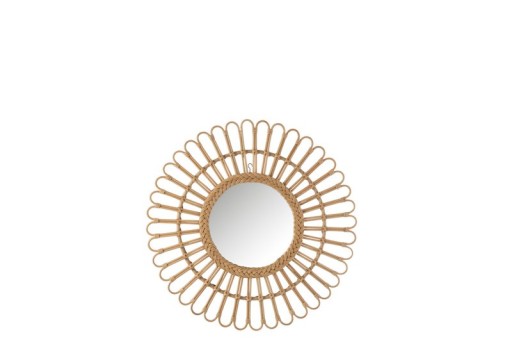 J-Line spiegel Ellen Rond - rotan - naturel - small