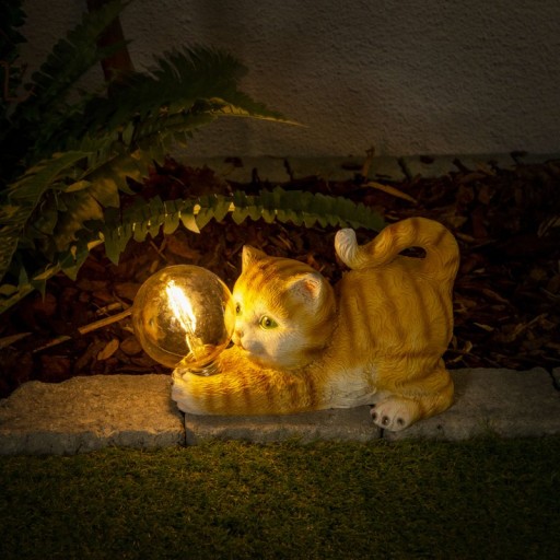 LED solar outdoor lamp "Cat" 25 cm long-outside decoration made of brown plastic with integrated LEDs