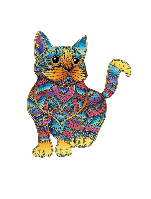 Logic Giochi Mandala Wooden Jigsaw Puzzle Cat/Cat, 23.4x28.5cm