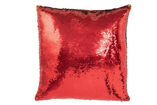 J-Line Kussen Omkeerbaar Sequin Rood/Goud