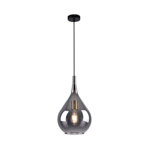 Pendant lamp "Gota", retro classic pendant lamp made of black smoke glass Ø 25 cm, with E27 versions, 150 high, ideal for dining room, living room and kitchen.