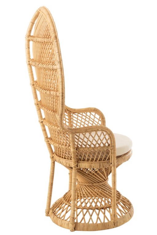 J-Line Pauw Rattan chair with cushion - jute - natural