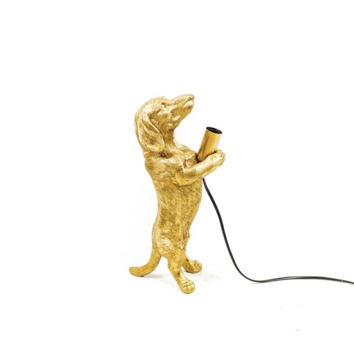 Table Lamp - Dachshund - Polyresin - Gold - E14 - 10x15x38cm