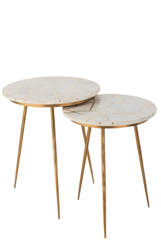 J-Line side table - marble/iron - gold/white