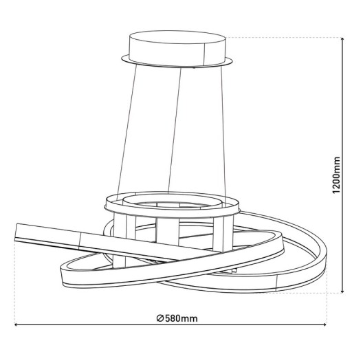Smart Home LED pendant light "Divora" Ø 58cm, ceiling lamp made of metal, aluminum brushed and white plastic, with many functions, firmly built -in LEDs, lighting for living room, dining room office or hallway