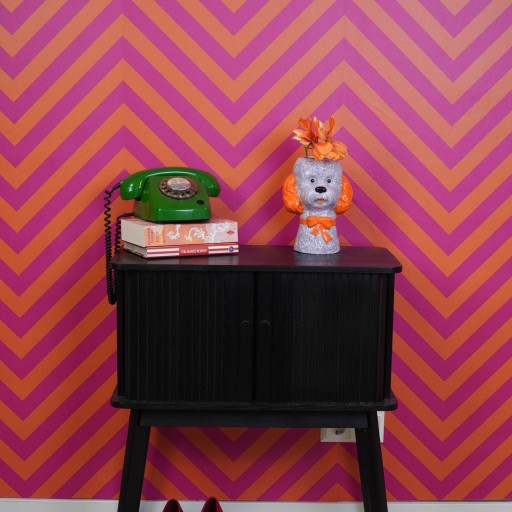 VASE -FLOWER VASE DOG - LILAC/ ORANGE - 15,5X12,5X21cm