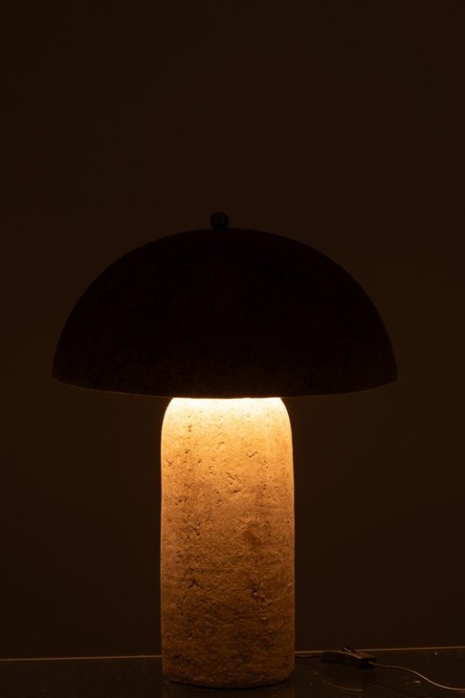 J-Line Table lamp Mushroom Paper Mache Beige
