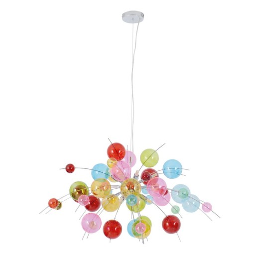 Pendant lamp "explosion" colored made of metal and glass, G9 versions, hanging lamp for dining room, living room, hall or office, Øca. 98 cm