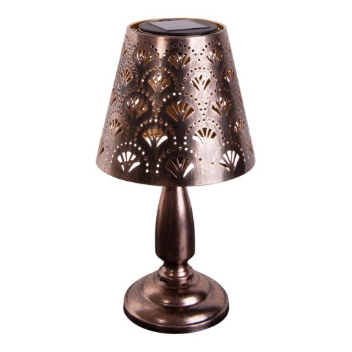 LED Solartischleuchte "ELSA" - Außen Tischleuchte aus Metall in Altmessing, mit integrierten LEDs