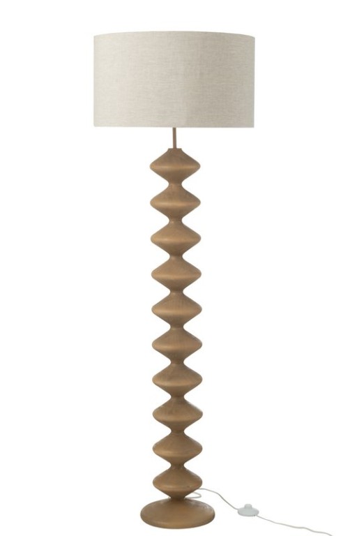 J-Line Floor Lamp Caterpillar Poplar Wood Natural/Gray