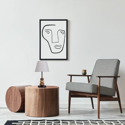 Table lamp "Elina", approx. 50 cm high, made of metal in black/brown, text blades in white, E27