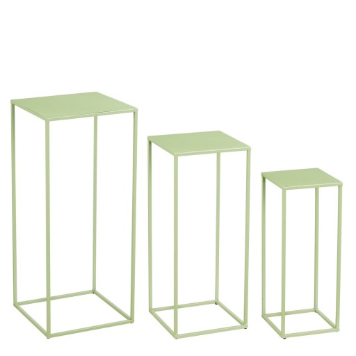 Quinty Bijzettafel - Set van 3 - L30 x B30 x H70 cm - IJzer - Lichtgroen
