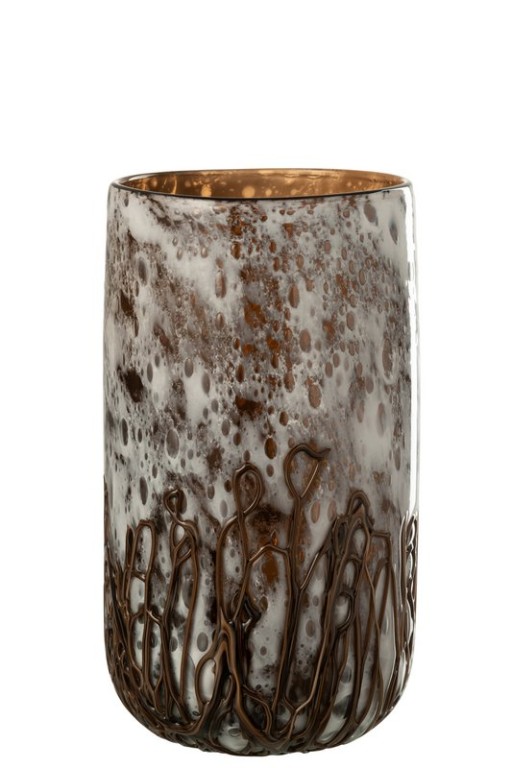 J-Line Vaas/Kandelaar Petra Glass Bruin/Wit Small
