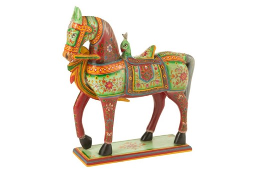 J -Line Decoration Horse On Staller Mumbai - Wood - Mix