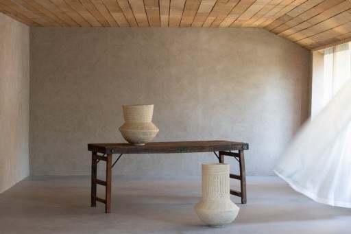 J -Line Flowerpot - Paper Maché - Natural - 60 cm high