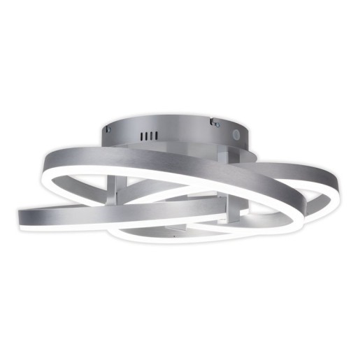 Smart Home LED ceiling light "Divora" Ø 58cm, ceiling lamp made of metal, aluminum brushed and white plastic, with many functions, firmly built -in LEDs, lighting for living room, dining room office or hallway