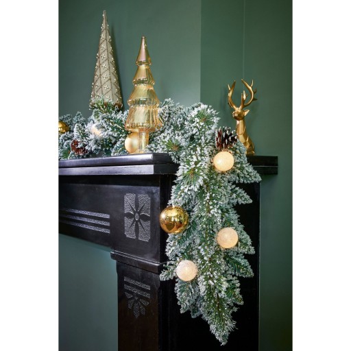 Kaprun Guirlande met LED Verlichting en Timerfunctie - L270 x Ø25 cm - Goud, Groen