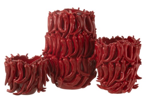 J -Line Vase Peppers - Porcelain - Red - Extra Large - 45 cm high