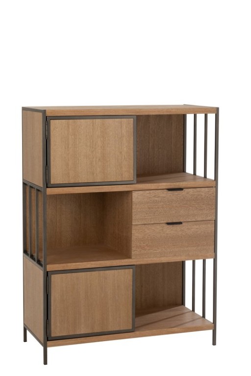 J-Line Compartments cupboard - wood/metal - natural