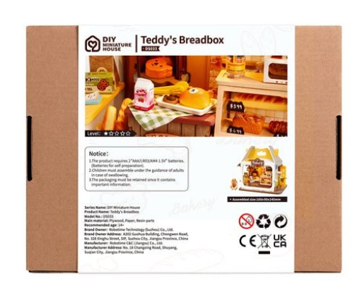 DIY House Teddy's Breadbox, Robotime, DS033, 16x9x14.5cm