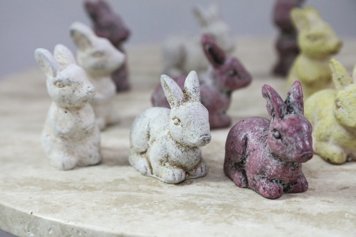 Kimberlea Multi Colored Cement Rabbit Statue 12PCS