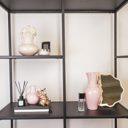 Vaas - parelhals - keramiek - lichtroze - 12x12x24cm