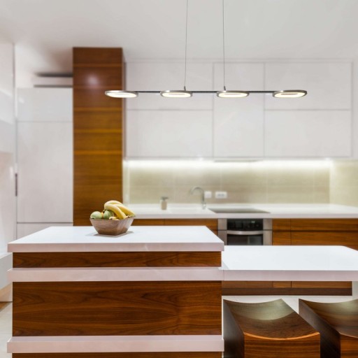 LED pendant light "Beam" made of metal and plastic in steel-blank, with integrated LED