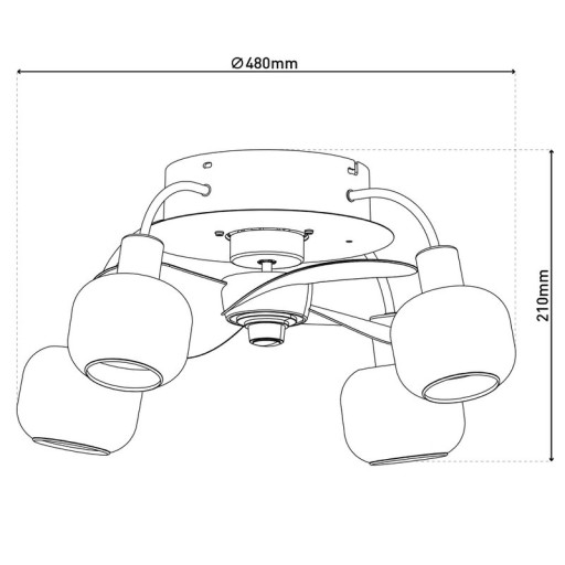 Ceiling lamp including fan "Fumoso", in black, brown and nature, for E27, Ø 51 cm