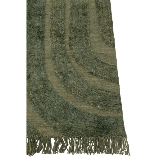 J-Line vloerkleed Afgeronde Lijnen - wol - kakigroen