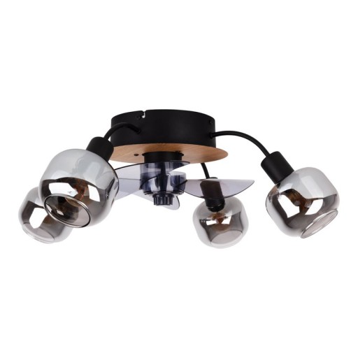 Ceiling lamp including fan "Fumoso", in black, brown and nature, for E27, Ø 51 cm