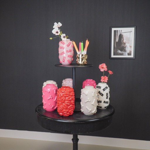 Vaas - Kusjes - Keramiek - Rood - 17x17x27cm