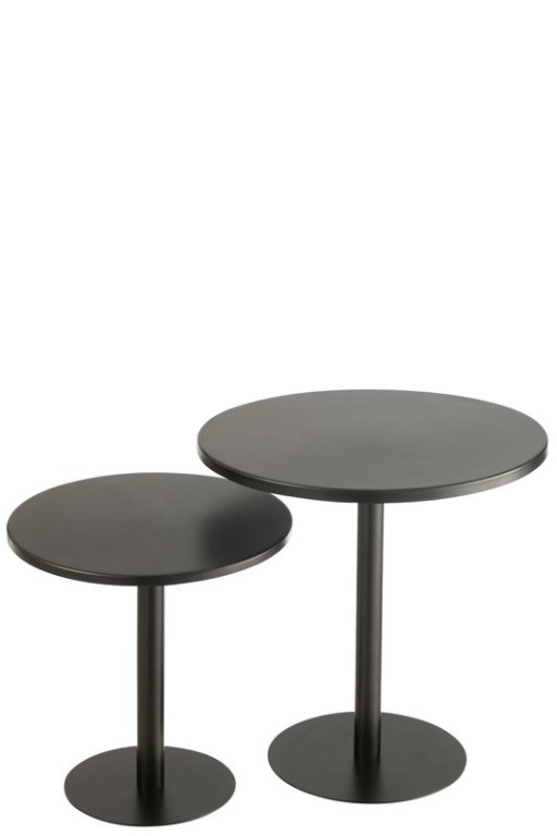 J-Line Set Of 2 Side Table Round Metal Black