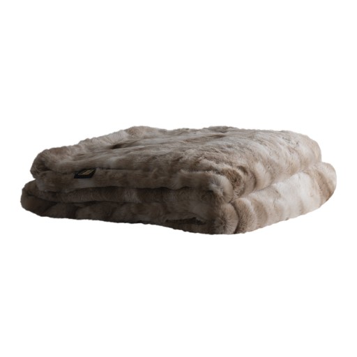 Linde Beige Faux Fur Bedspread In Giftbox 220x240 - Product afbeelding