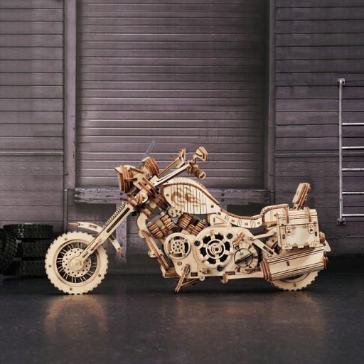 Wooden Puzzle 3D Cruiser Motorcycle, Robotime, LK504, 27x11.6x16cm