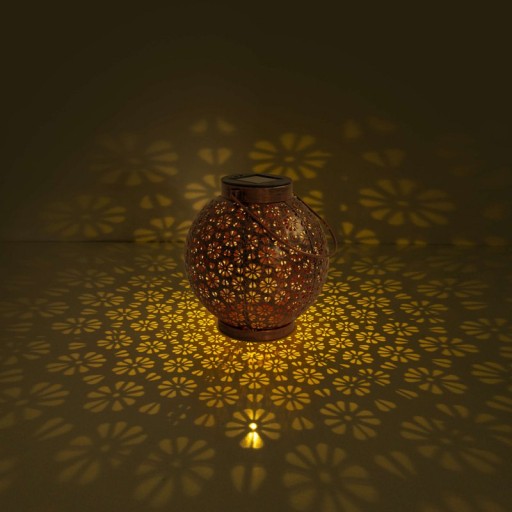 2 Set LED decoration solar light Ø 18 cm outside decoration made of metal in bronze with integrated LEDs