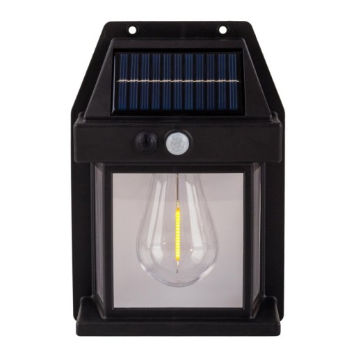 2 Set solar wall lamp "Mira" approx. 17 cm high, made of black weatherproof plastic, integrated LED in warm white, including motion detector and twilight sensor
