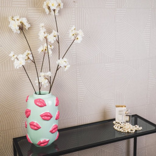 Vase - Kisses - Ceramics - Mint/Pink - 17x17x27cm