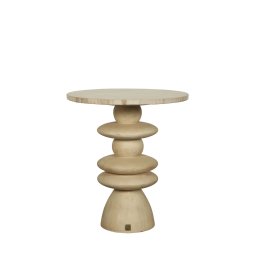Callain Natural Mango Wood Bijzettafel | Rond Marmerblad 45x45x50 cm
