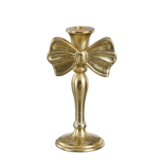 Kandelaar met Strik - L11 x B8 x H20 cm - Aluminium - Goud